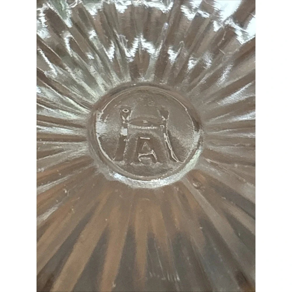 Vintage Federal Glass ClearWaffle Pattern Double Handle SugarBowl Starburst Base